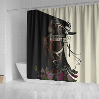 Kentucky Racing Horses Derby Hat Girl Shower Curtain Black Color