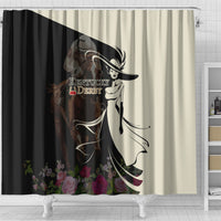 Kentucky Racing Horses Derby Hat Girl Shower Curtain Black Color