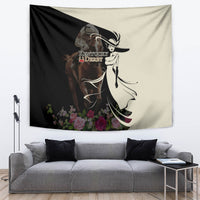 Kentucky Racing Horses Derby Hat Girl Tapestry Black Color - Wonder Print Shop