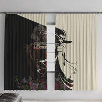 Kentucky Racing Horses Derby Hat Girl Window Curtain Black Color - Wonder Print Shop