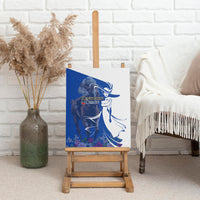 Kentucky Racing Horses Derby Hat Girl Canvas Wall Art Blue Color - Wonder Print Shop