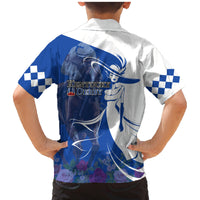 Kentucky Racing Horses Derby Hat Girl Family Matching Mermaid Dress and Hawaiian Shirt Blue Color - Wonder Print Shop