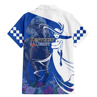 Kentucky Racing Horses Derby Hat Girl Family Matching Mermaid Dress and Hawaiian Shirt Blue Color - Wonder Print Shop