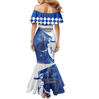 Kentucky Racing Horses Derby Hat Girl Family Matching Mermaid Dress and Hawaiian Shirt Blue Color - Wonder Print Shop