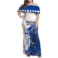 Kentucky Racing Horses Derby Hat Girl Family Matching Off Shoulder Maxi Dress and Hawaiian Shirt Blue Color - Wonder Print Shop