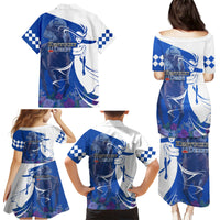 Kentucky Racing Horses Derby Hat Girl Family Matching Puletasi and Hawaiian Shirt Blue Color - Wonder Print Shop