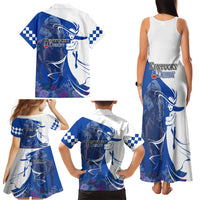 Kentucky Racing Horses Derby Hat Girl Family Matching Tank Maxi Dress and Hawaiian Shirt Blue Color - Wonder Print Shop