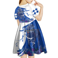 Kentucky Racing Horses Derby Hat Girl Kid Short Sleeve Dress Blue Color - Wonder Print Shop