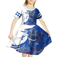 Kentucky Racing Horses Derby Hat Girl Kid Short Sleeve Dress Blue Color - Wonder Print Shop