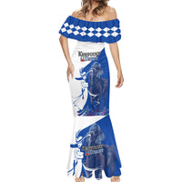 Kentucky Racing Horses Derby Hat Girl Mermaid Dress Blue Color - Wonder Print Shop