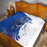 Kentucky Racing Horses Derby Hat Girl Quilt Blue Color - Wonder Print Shop