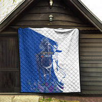 Kentucky Racing Horses Derby Hat Girl Quilt Blue Color - Wonder Print Shop