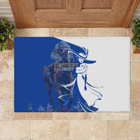 Kentucky Racing Horses Derby Hat Girl Rubber Doormat Blue Color - Wonder Print Shop