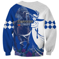 Kentucky Racing Horses Derby Hat Girl Sweatshirt Blue Color - Wonder Print Shop