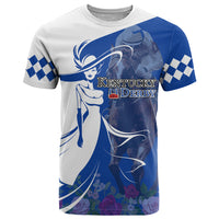 Kentucky Racing Horses Derby Hat Girl T Shirt Blue Color - Wonder Print Shop