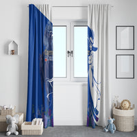 Kentucky Racing Horses Derby Hat Girl Window Curtain Blue Color - Wonder Print Shop