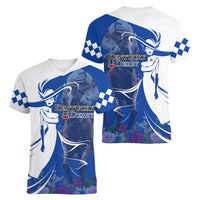 Kentucky Racing Horses Derby Hat Girl Women V-Neck T-Shirt Blue Color - Wonder Print Shop