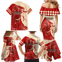 Kentucky Racing Horses Derby Hat Girl Family Matching Mermaid Dress and Hawaiian Shirt Red Color - Wonder Print Shop