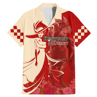 Kentucky Racing Horses Derby Hat Girl Family Matching Mermaid Dress and Hawaiian Shirt Red Color - Wonder Print Shop