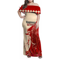 Kentucky Racing Horses Derby Hat Girl Family Matching Off Shoulder Maxi Dress and Hawaiian Shirt Red Color - Wonder Print Shop