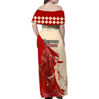 Kentucky Racing Horses Derby Hat Girl Family Matching Off Shoulder Maxi Dress and Hawaiian Shirt Red Color - Wonder Print Shop
