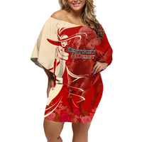 Kentucky Racing Horses Derby Hat Girl Family Matching Off Shoulder Short Dress and Hawaiian Shirt Red Color - Wonder Print Shop
