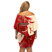 Kentucky Racing Horses Derby Hat Girl Family Matching Off Shoulder Short Dress and Hawaiian Shirt Red Color - Wonder Print Shop