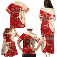 Kentucky Racing Horses Derby Hat Girl Family Matching Puletasi and Hawaiian Shirt Red Color - Wonder Print Shop