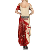 Kentucky Racing Horses Derby Hat Girl Family Matching Summer Maxi Dress and Hawaiian Shirt Red Color - Wonder Print Shop