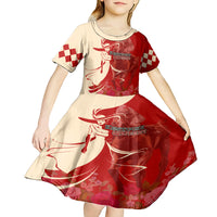Kentucky Racing Horses Derby Hat Girl Kid Short Sleeve Dress Red Color - Wonder Print Shop