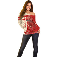 Kentucky Racing Horses Derby Hat Girl Off Shoulder Sweater Red Color - Wonder Print Shop