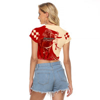 Kentucky Racing Horses Derby Hat Girl Raglan Cropped T Shirt Red Color - Wonder Print Shop