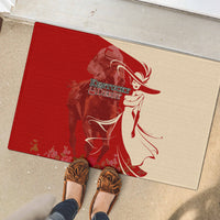 Kentucky Racing Horses Derby Hat Girl Rubber Doormat Red Color - Wonder Print Shop