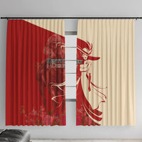 Kentucky Racing Horses Derby Hat Girl Window Curtain Red Color - Wonder Print Shop