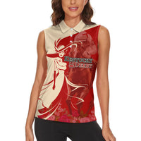 Kentucky Racing Horses Derby Hat Girl Women Sleeveless Polo Shirt Red Color - Wonder Print Shop