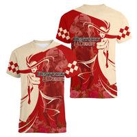 Kentucky Racing Horses Derby Hat Girl Women V-Neck T-Shirt Red Color - Wonder Print Shop