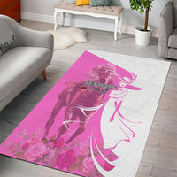 Kentucky Racing Horses Derby Hat Girl Area Rug Pink Color - Wonder Print Shop