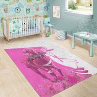 Kentucky Racing Horses Derby Hat Girl Area Rug Pink Color - Wonder Print Shop