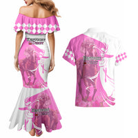 Kentucky Racing Horses Derby Hat Girl Couples Matching Mermaid Dress and Hawaiian Shirt Pink Color - Wonder Print Shop