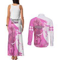 Kentucky Racing Horses Derby Hat Girl Couples Matching Tank Maxi Dress and Long Sleeve Button Shirt Pink Color - Wonder Print Shop