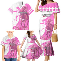Kentucky Racing Horses Derby Hat Girl Family Matching Mermaid Dress and Hawaiian Shirt Pink Color - Wonder Print Shop