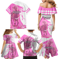 Kentucky Racing Horses Derby Hat Girl Family Matching Mermaid Dress and Hawaiian Shirt Pink Color - Wonder Print Shop