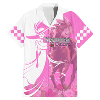Kentucky Racing Horses Derby Hat Girl Family Matching Mermaid Dress and Hawaiian Shirt Pink Color - Wonder Print Shop