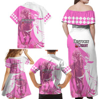 Kentucky Racing Horses Derby Hat Girl Family Matching Off Shoulder Maxi Dress and Hawaiian Shirt Pink Color - Wonder Print Shop