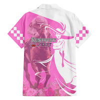 Kentucky Racing Horses Derby Hat Girl Family Matching Off Shoulder Maxi Dress and Hawaiian Shirt Pink Color - Wonder Print Shop