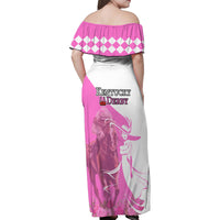 Kentucky Racing Horses Derby Hat Girl Family Matching Off Shoulder Maxi Dress and Hawaiian Shirt Pink Color - Wonder Print Shop