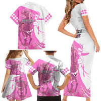 Kentucky Racing Horses Derby Hat Girl Family Matching Short Sleeve Bodycon Dress and Hawaiian Shirt Pink Color - Wonder Print Shop