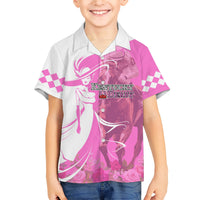 Kentucky Racing Horses Derby Hat Girl Family Matching Short Sleeve Bodycon Dress and Hawaiian Shirt Pink Color - Wonder Print Shop