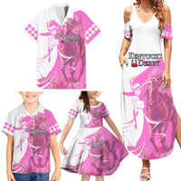 Kentucky Racing Horses Derby Hat Girl Family Matching Summer Maxi Dress and Hawaiian Shirt Pink Color - Wonder Print Shop