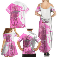 Kentucky Racing Horses Derby Hat Girl Family Matching Summer Maxi Dress and Hawaiian Shirt Pink Color - Wonder Print Shop